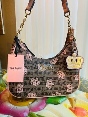 Juicy Couture Simply Sweet Crown Shoulder Bag pink and brown BNWT